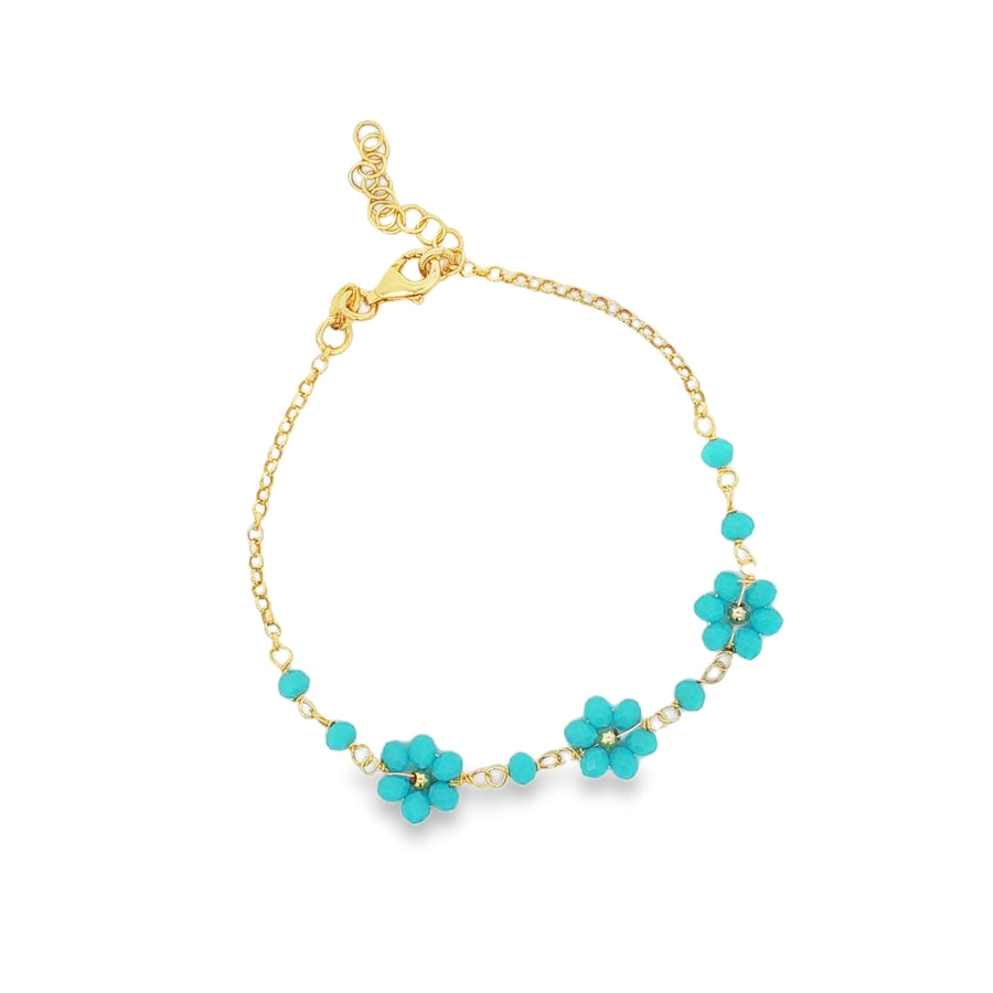 Bracciale Con Fiori in pietre - Bracciale Donna Oro Placcato 18K