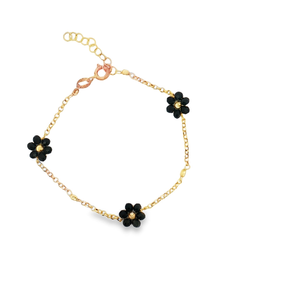 Bracciale Con Fiori in pietre - Bracciale Donna Oro Placcato 18K