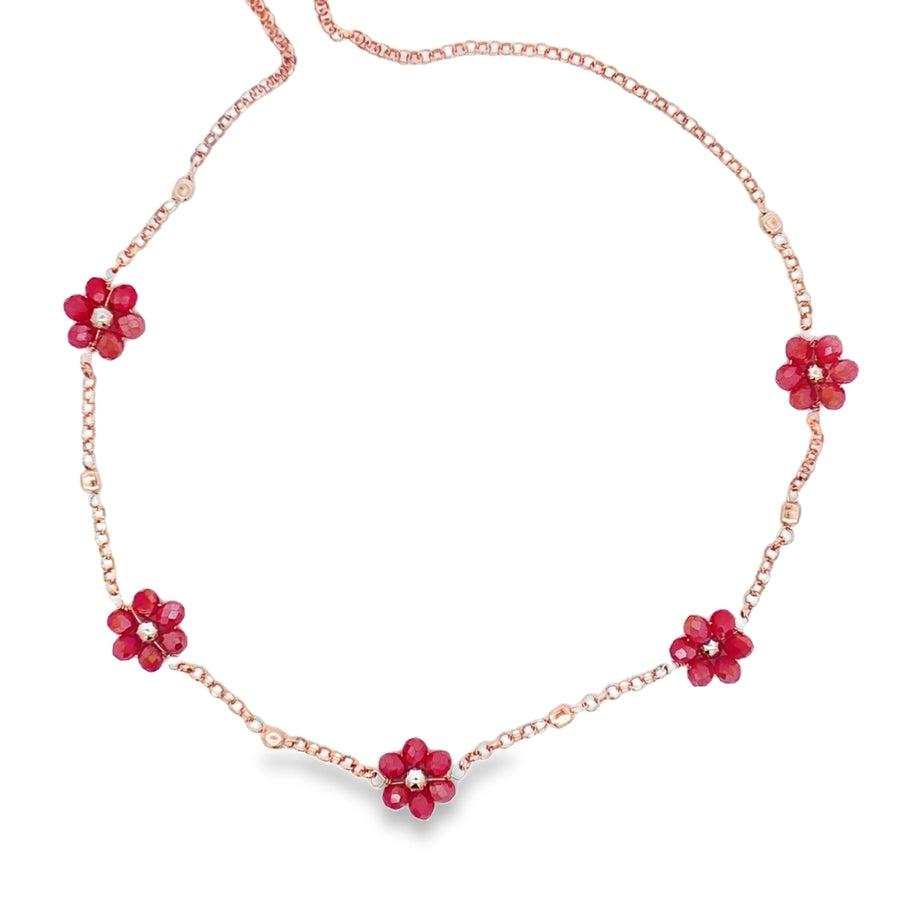 Collana Con Fiori Flora - Collana Donna Oro rosa Placcato 18K