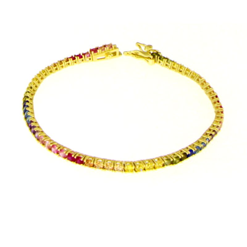 Braccialetto Tennis Multicolor 2,5 mm Becky - Bracciale Donna Argento Placcato Oro