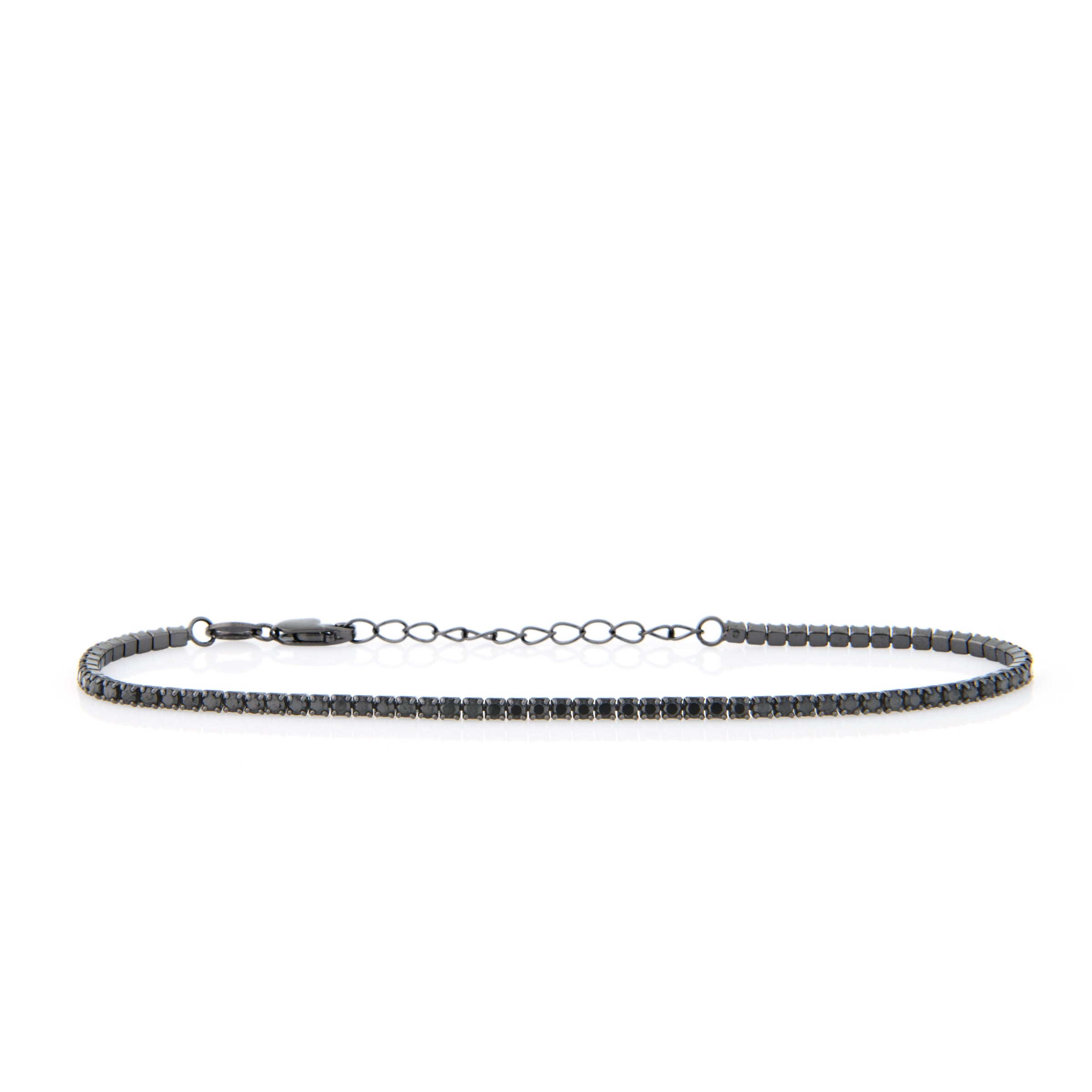 Braccialetto Tennis Nero Rutenio Elide - Bracciale Uomo Argento e Zirconi