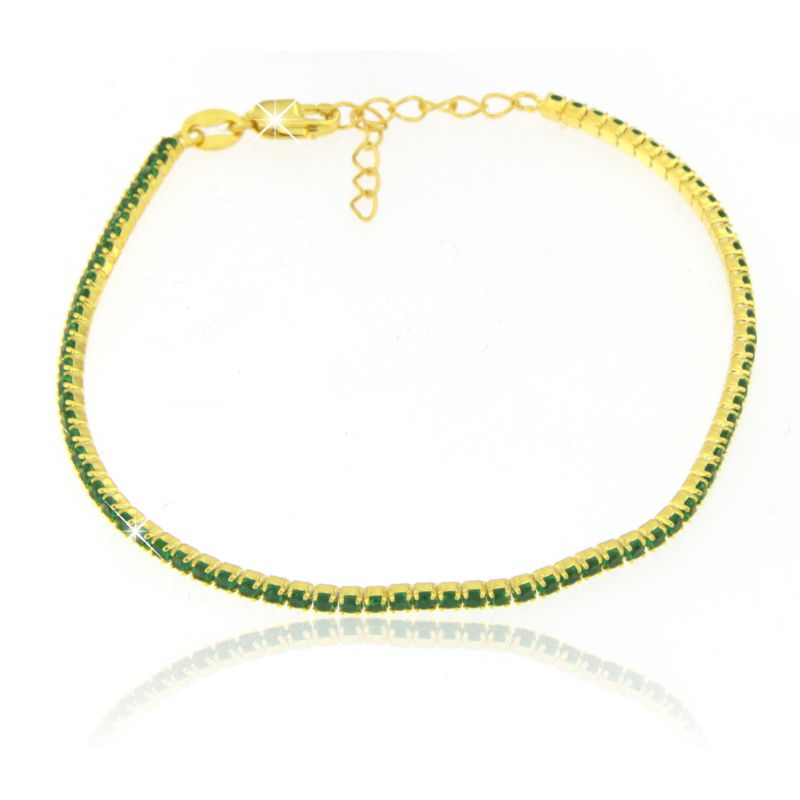 Braccialetto Tennis Verde Smeraldo Elide - Bracciale Oro Placcato 18K