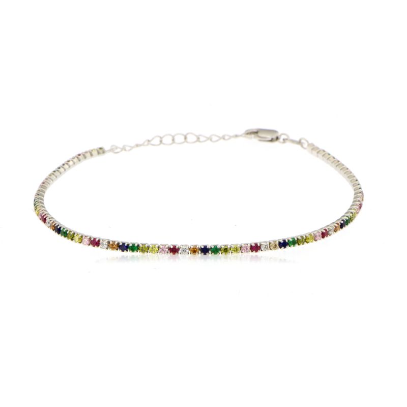 Braccialetto Tennis Multicolor Elide - Bracciale Donna Argento e Zirconi