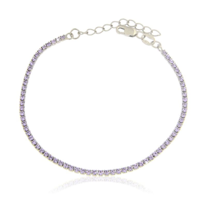 Braccialetto Tennis Ametista Elide - Bracciale Donna Argento 925