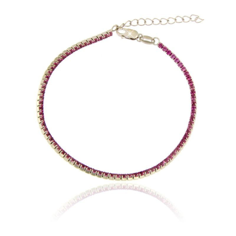 Braccialetto Tennis Rosso Elide - Bracciale Donna Argento 925