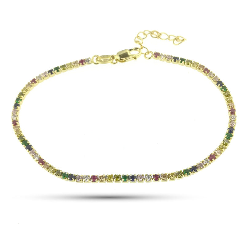Braccialetto Tennis Multicolor Elide - Bracciale Donna Placcato Oro 18K