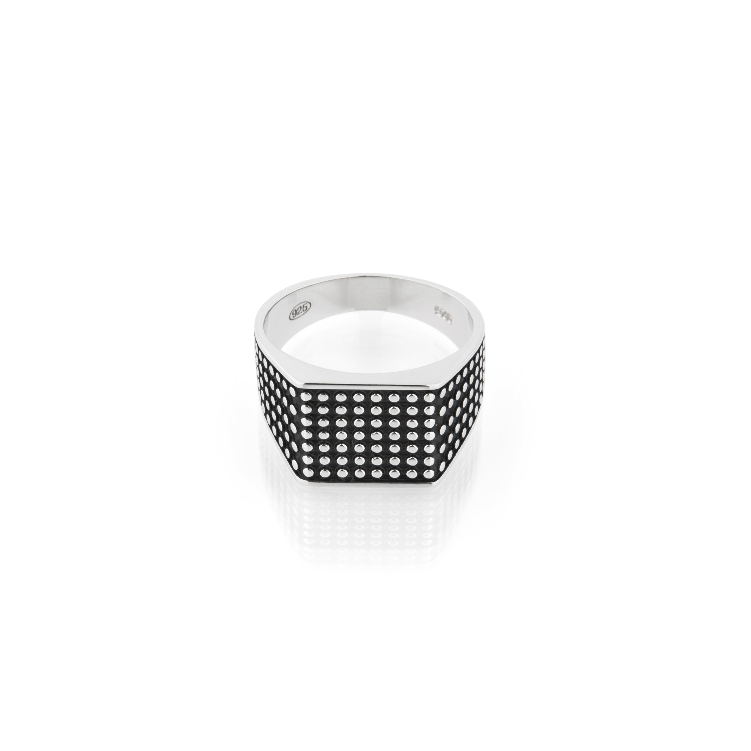 Anello Puntinato Quadrato Ettore - Anello Uomo Argento 925