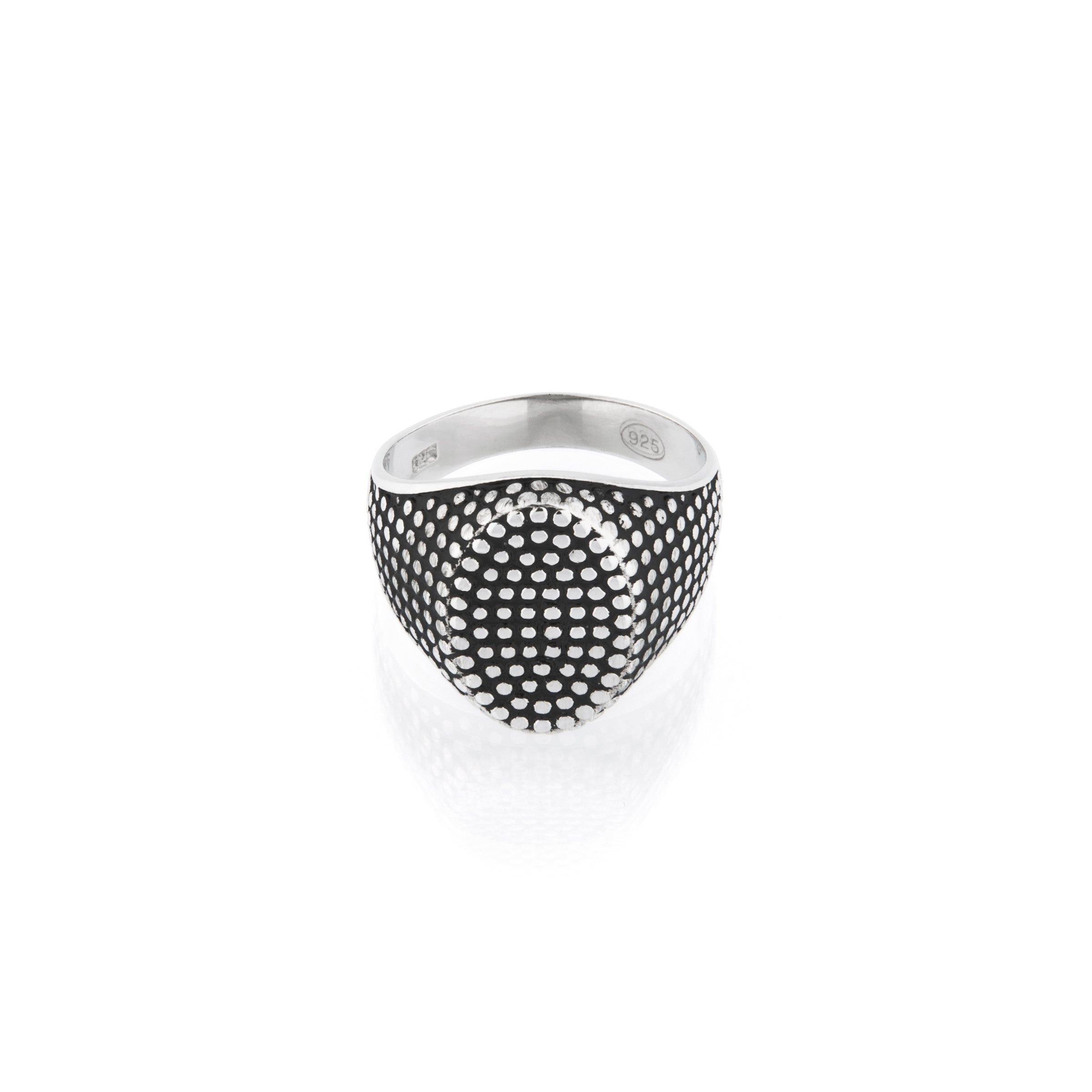 Anello Chevalier Puntinato Ovale Nero - Anello Uomo Argento 925