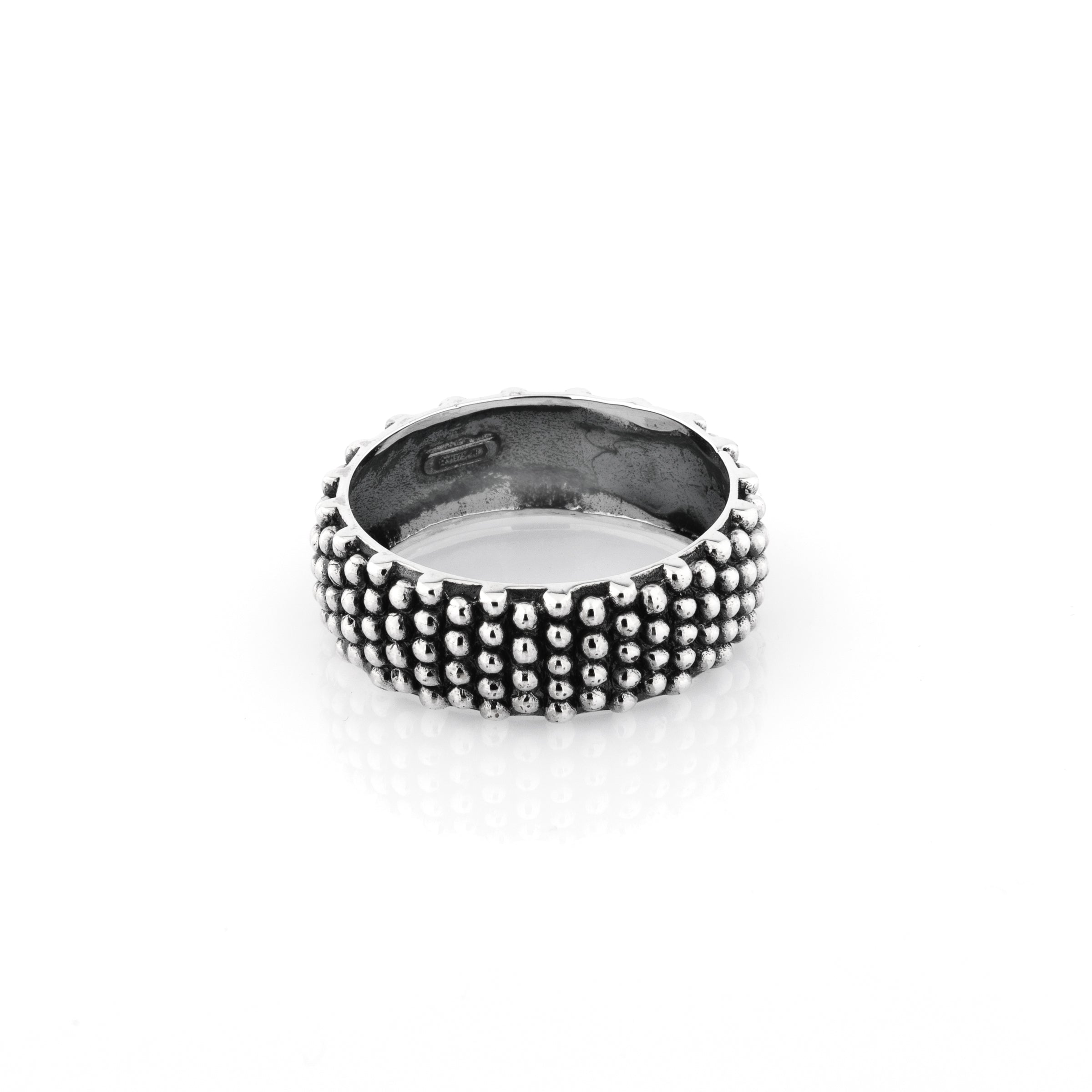 Anello Fascia Puntinata Aros - Anello Uomo Argento 925