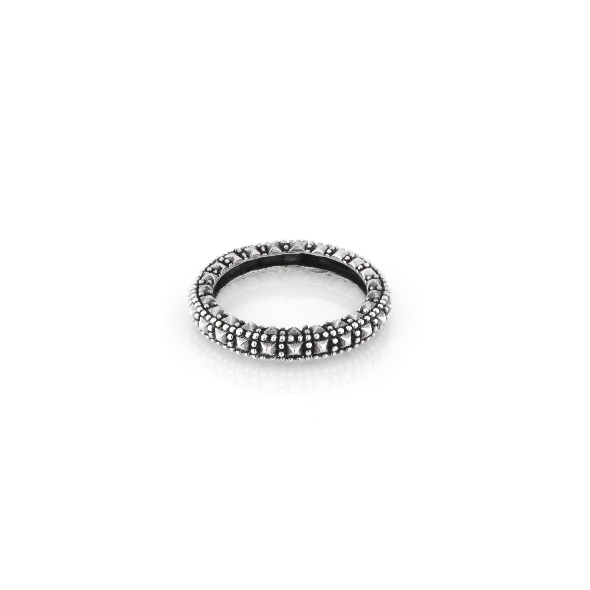 Anello Fedina Puntinata Con Borchie - Anello Uomo Argento 925