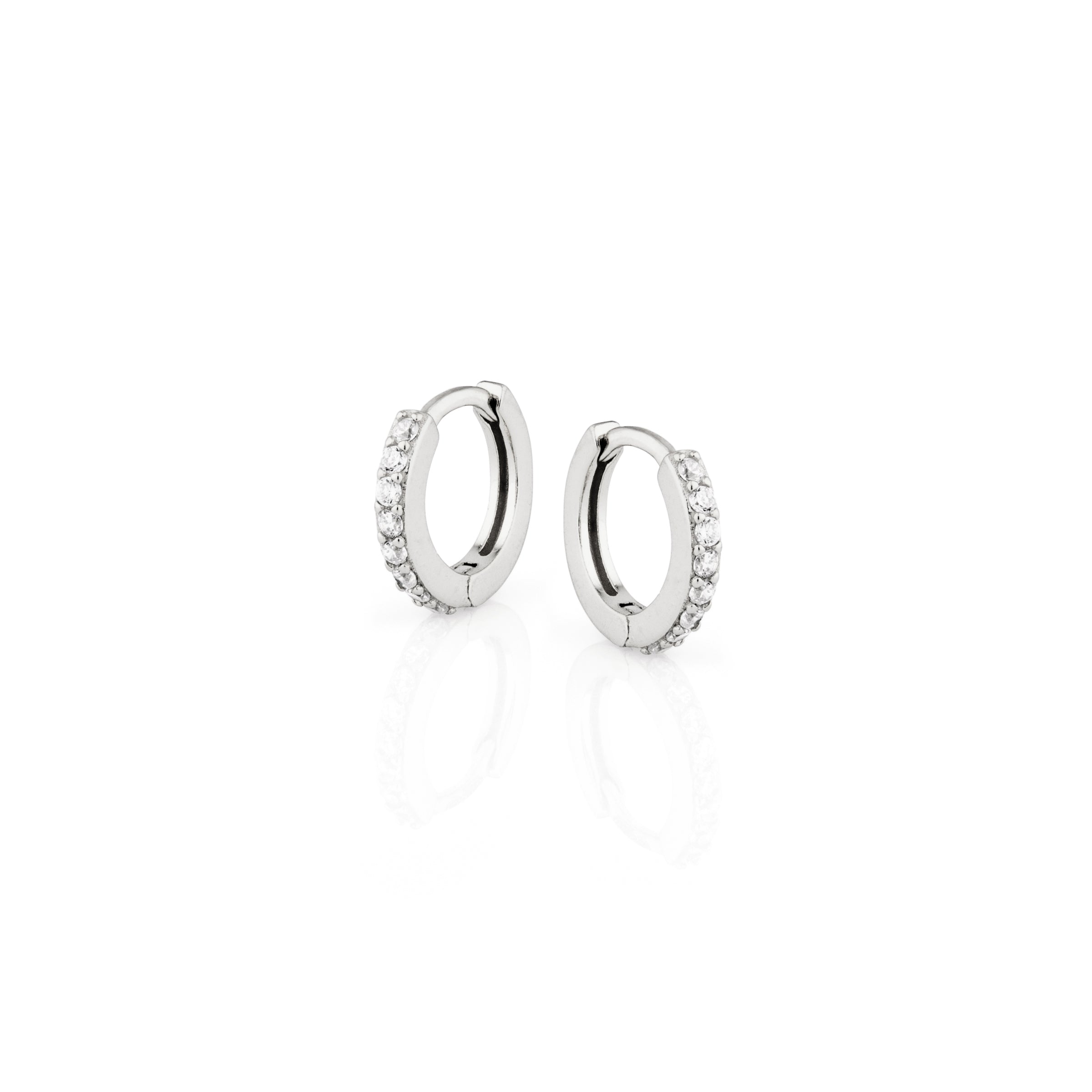 Orecchini Huggie Hoop Pave Bianchi Alyssa - Orecchini Donna Argento 925