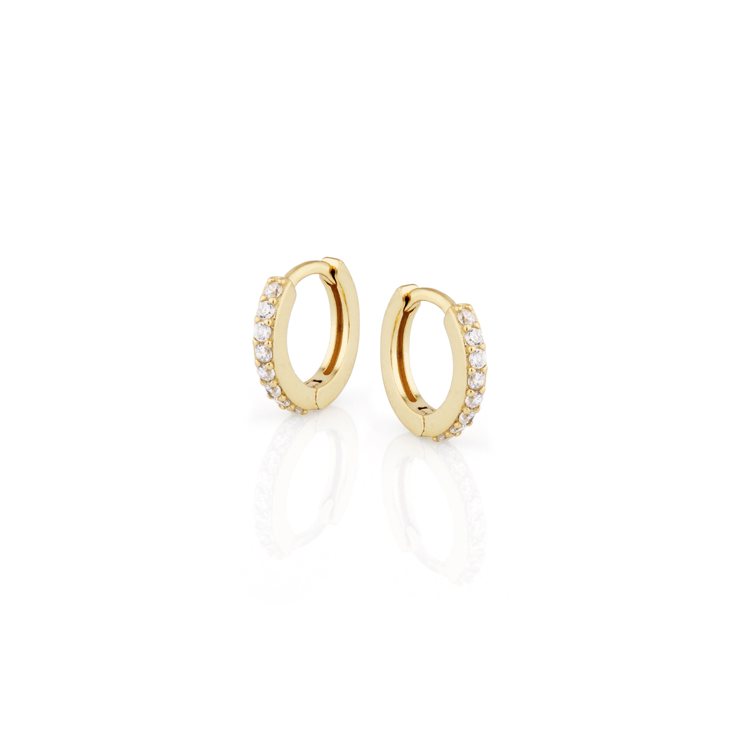 Orecchini Huggie Hoop Pavè Bianchi Alyssa - Orecchini Donna Oro Placcato 18K