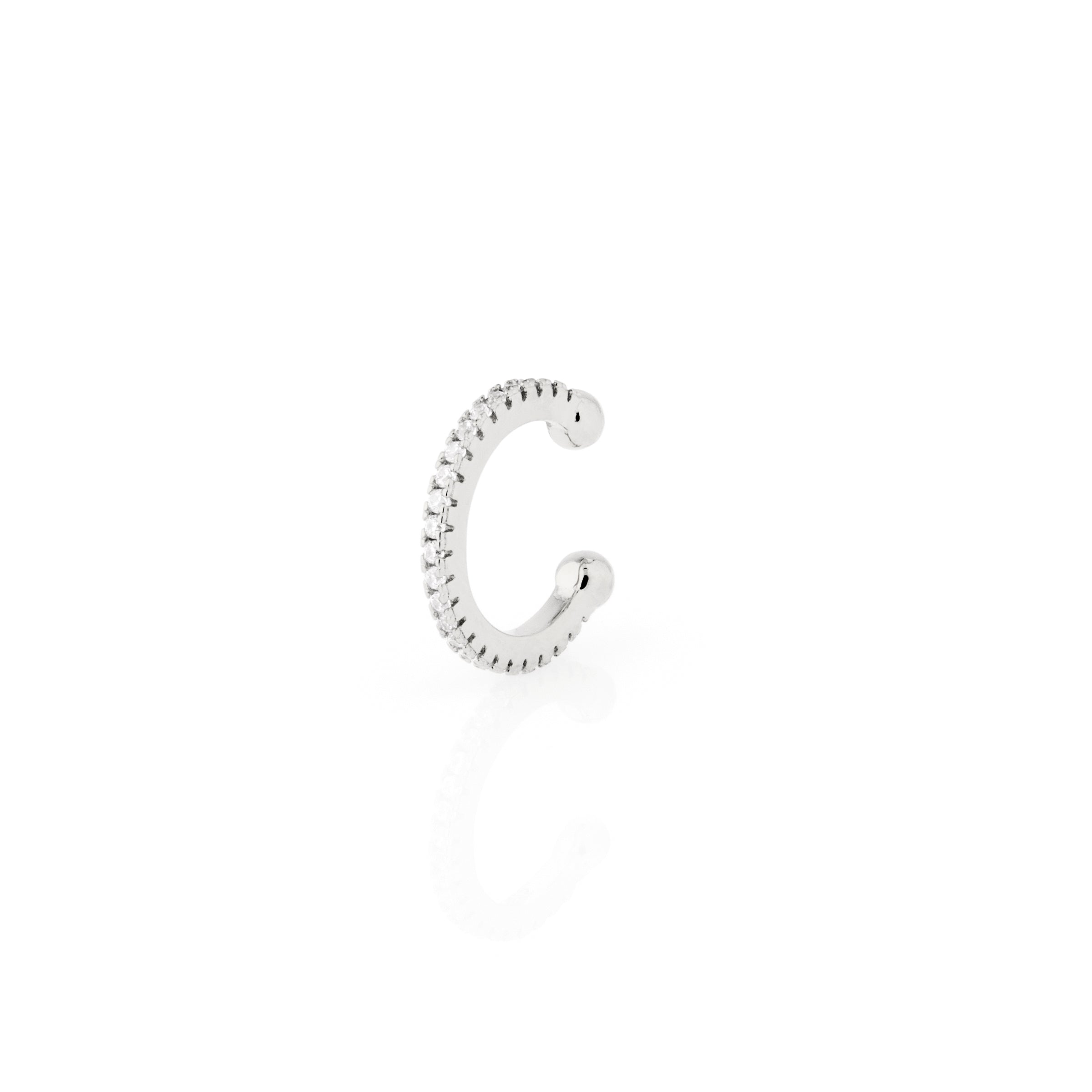 Ear Cuff con Zirconi Bianchi A Giro Bianchi Olivia - Mono Orecchino Donna Argento 925
