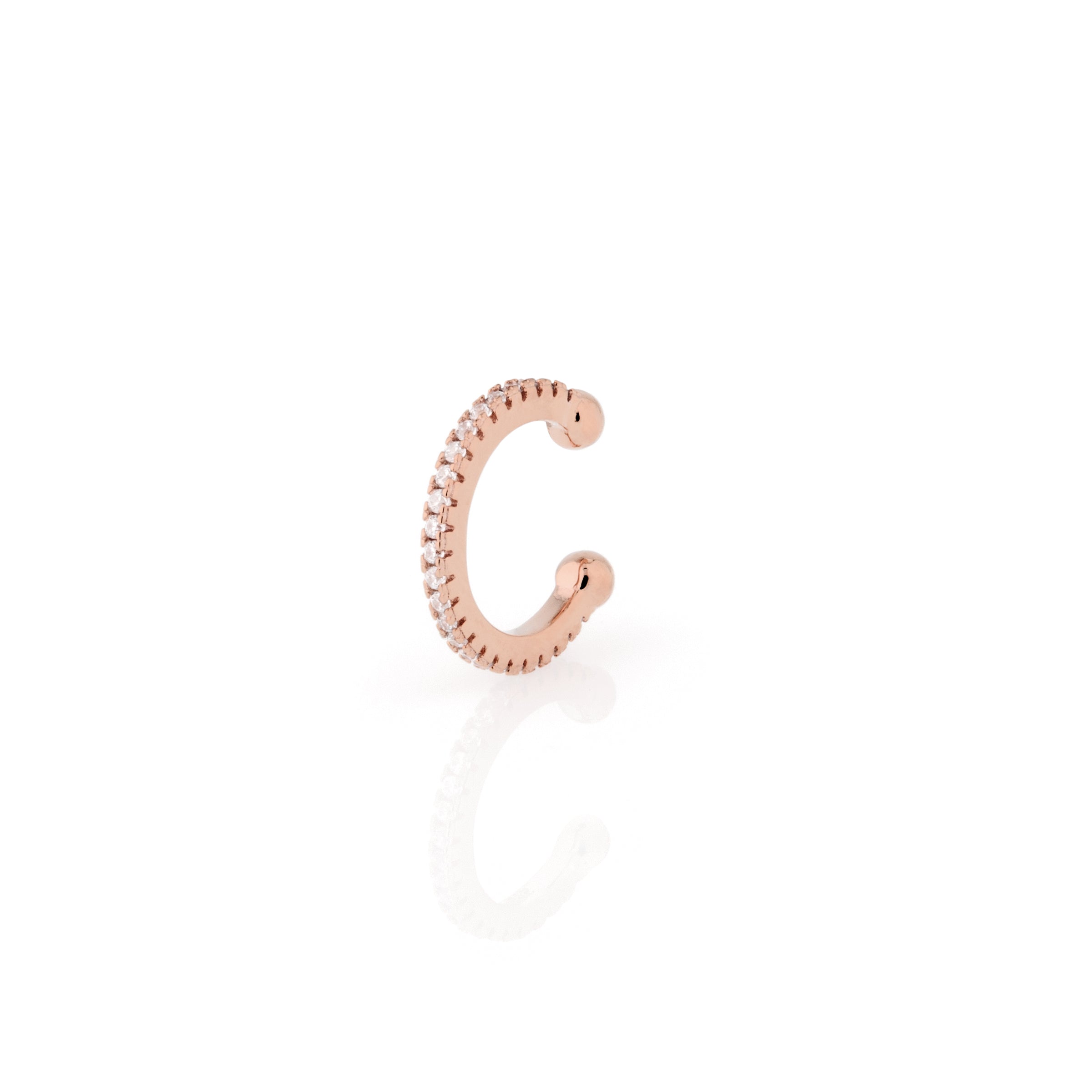 Ear Cuff con Zirconi Bianchi A Giro Bianchi Olivia - Ear Cuff Donna Oro Rosa Placcato 18K