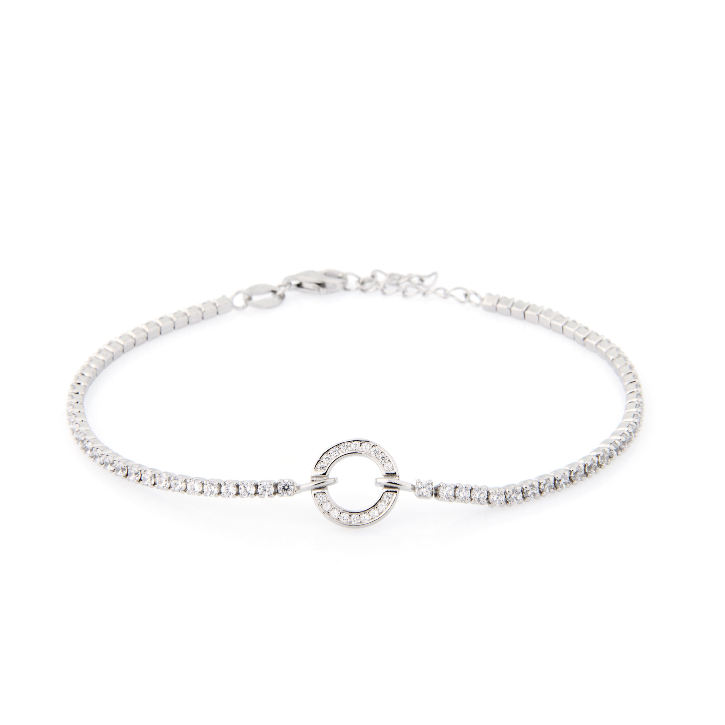 Braccialetto Tennis Cerchio Flavia - Bracciale Donna Argento e Zirconi Bianchi
