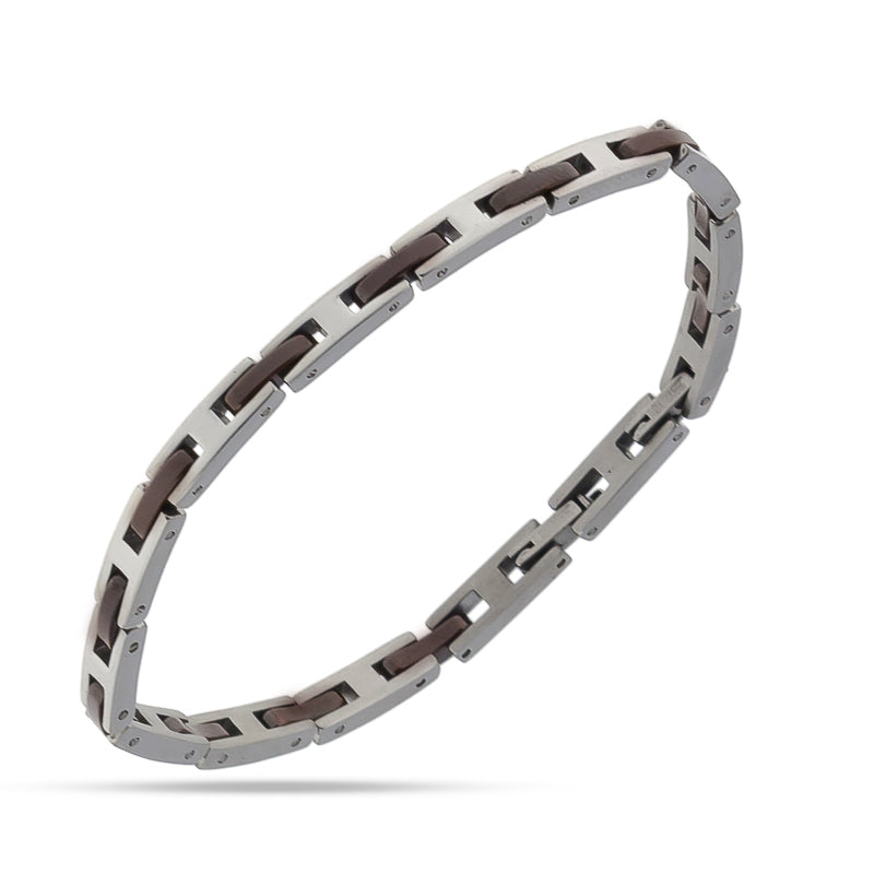 Bracciale Inserti Ceramica Antonio - Bracciale Uomo Acciaio