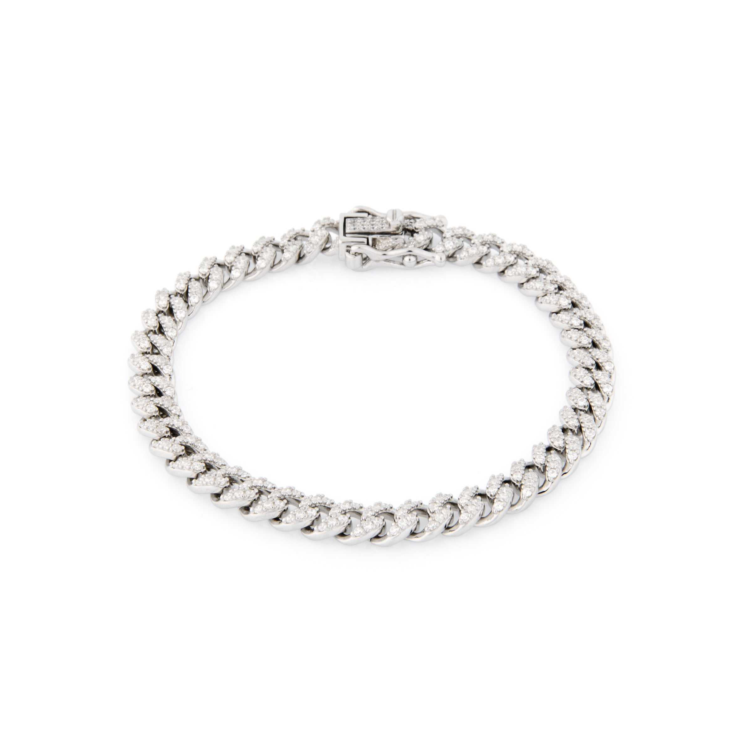 Bracciale Groumette Piccola Con Zirconi Bianchi - Bracciale Donna Argento 925