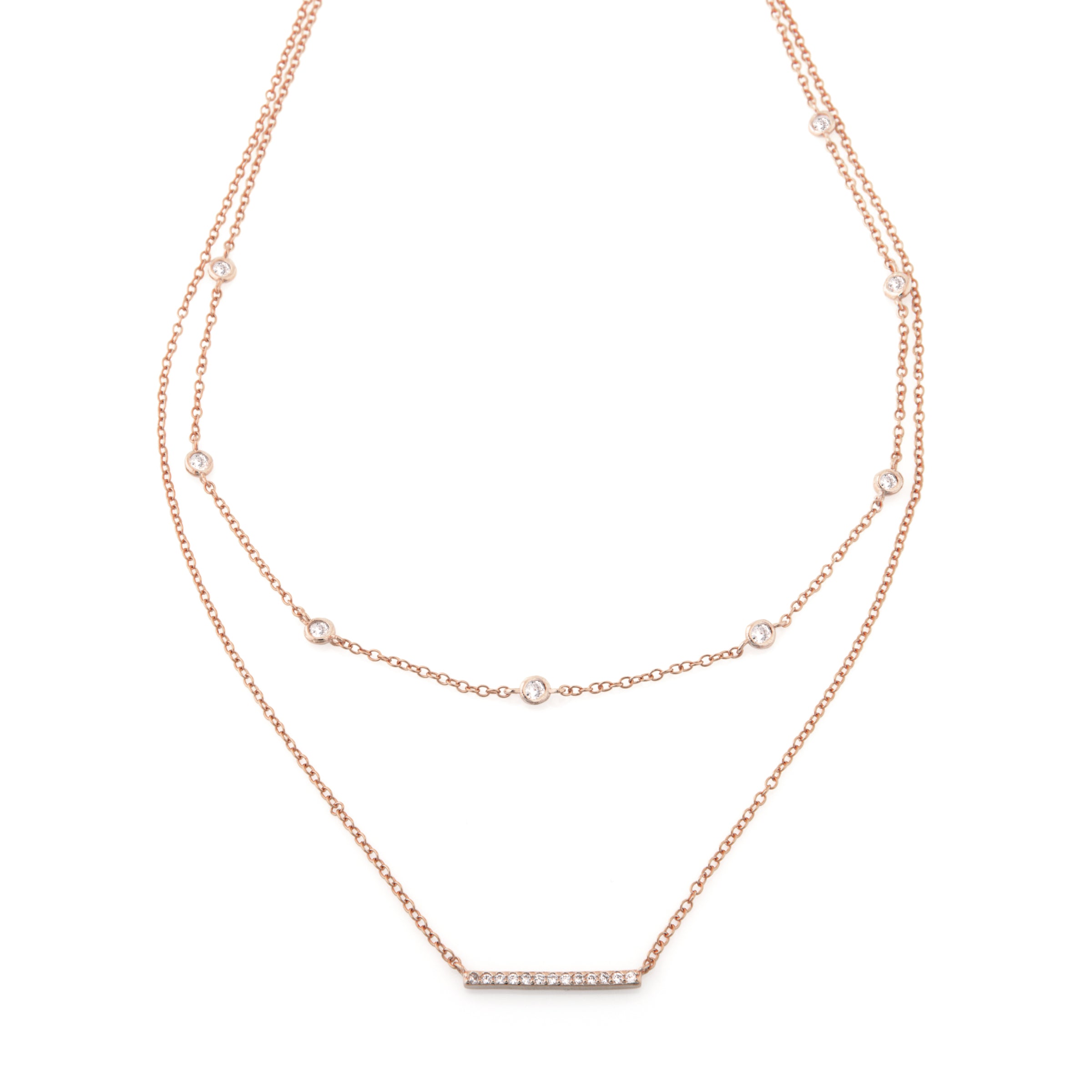 Collana A Due Fili Astrid - Collanina Donna Oro Rosa Placcato 18K