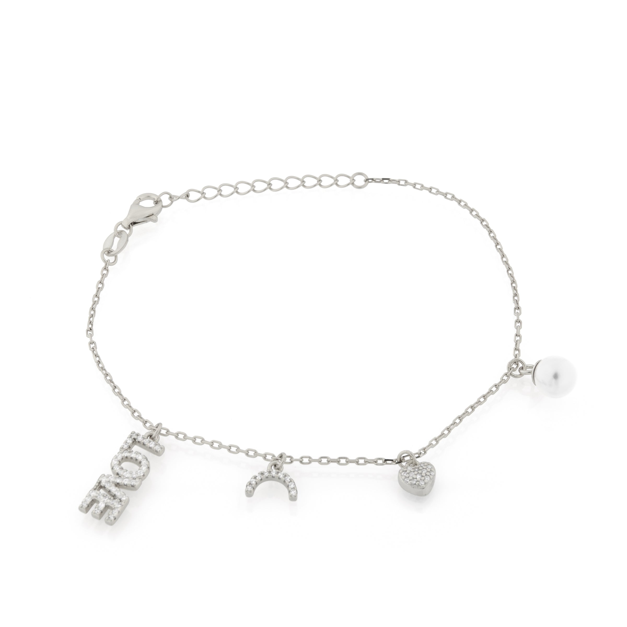 Braccialetto Con Charms Ester - Bracciale Donna Argento e Zirconi Bianchi