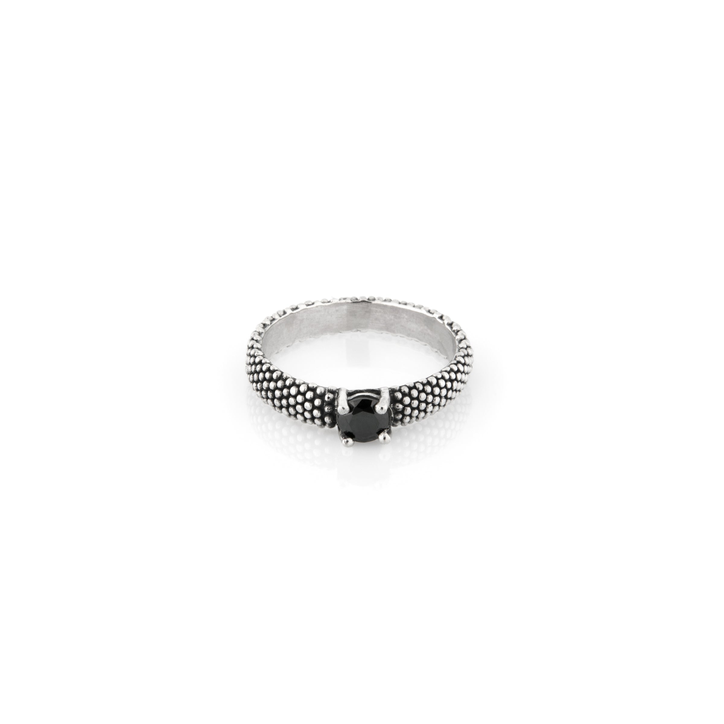Anello Puntinato Joy con Zircone Nero - Anello Uomo Argento 925