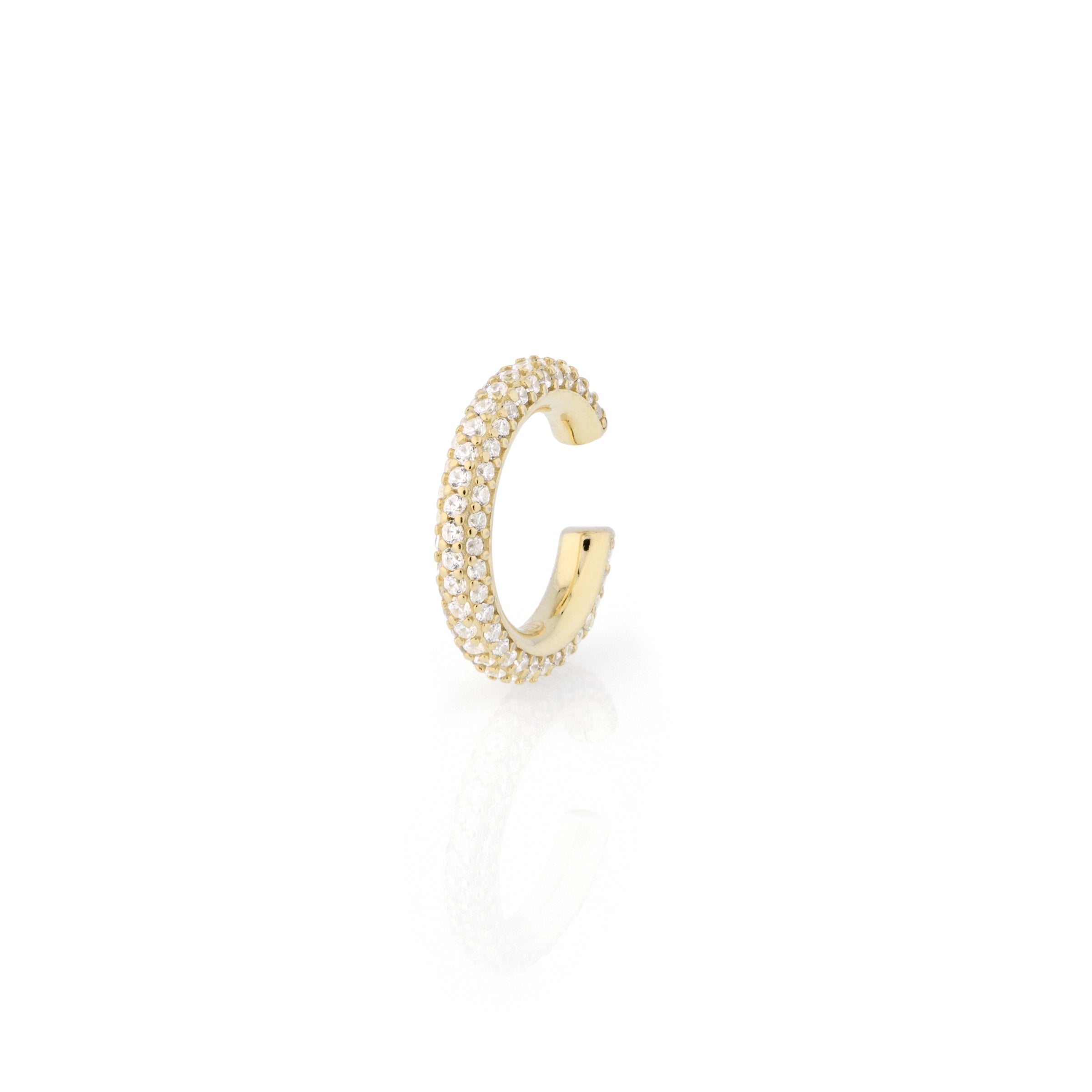 Ear Cuff Zirconi Bianchi Nora - Ear Cuff Donna Oro Placcato 18K e Zirconi