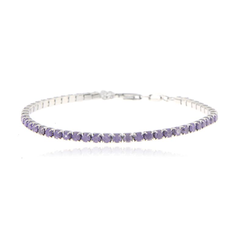 Braccialetto Tennis 1,75mm Gaia - Bracciale Donna Argento e Zirconi Ametista