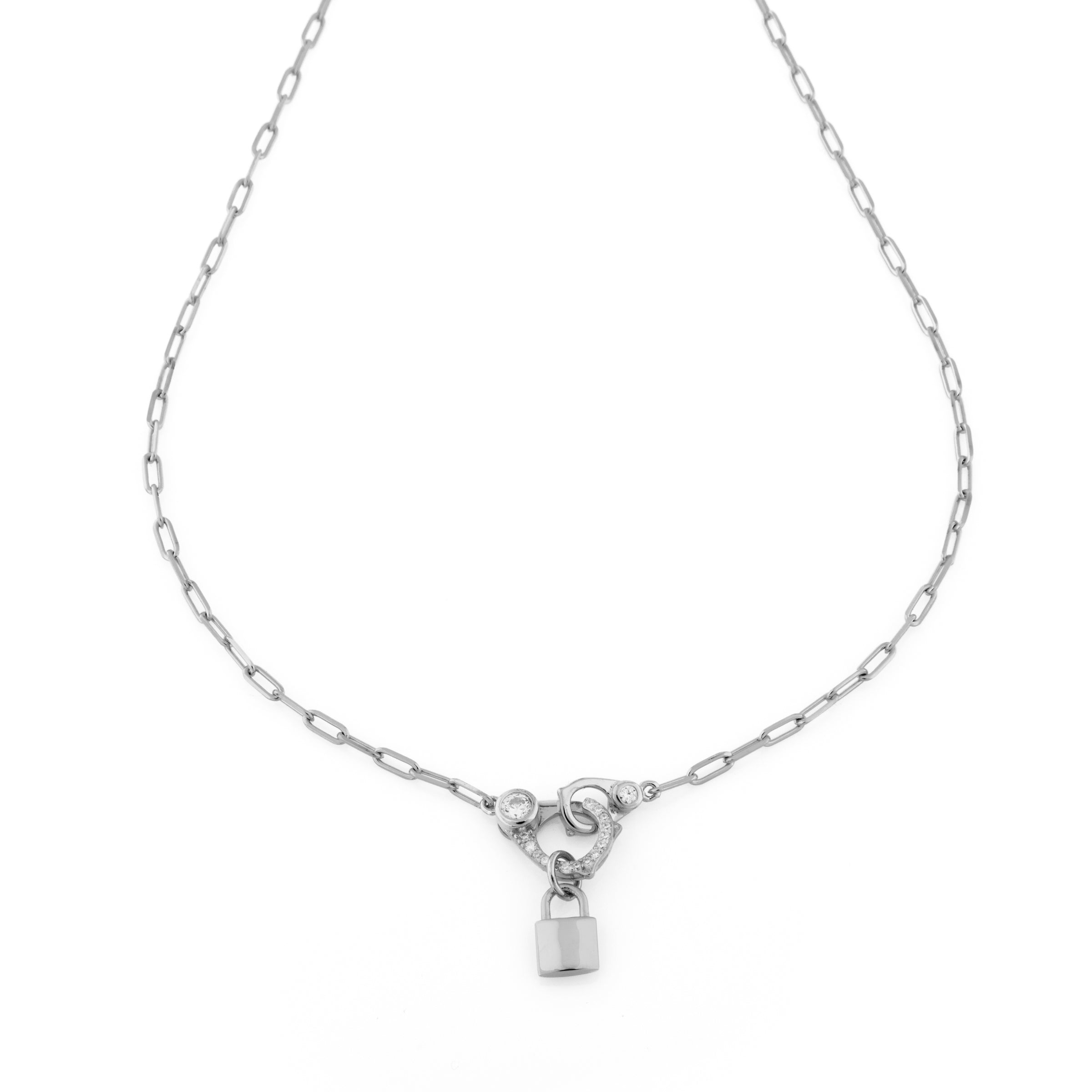 Collanina Pendente Moschettone E Lucchetto Sheila - Collana Donna Argento 925