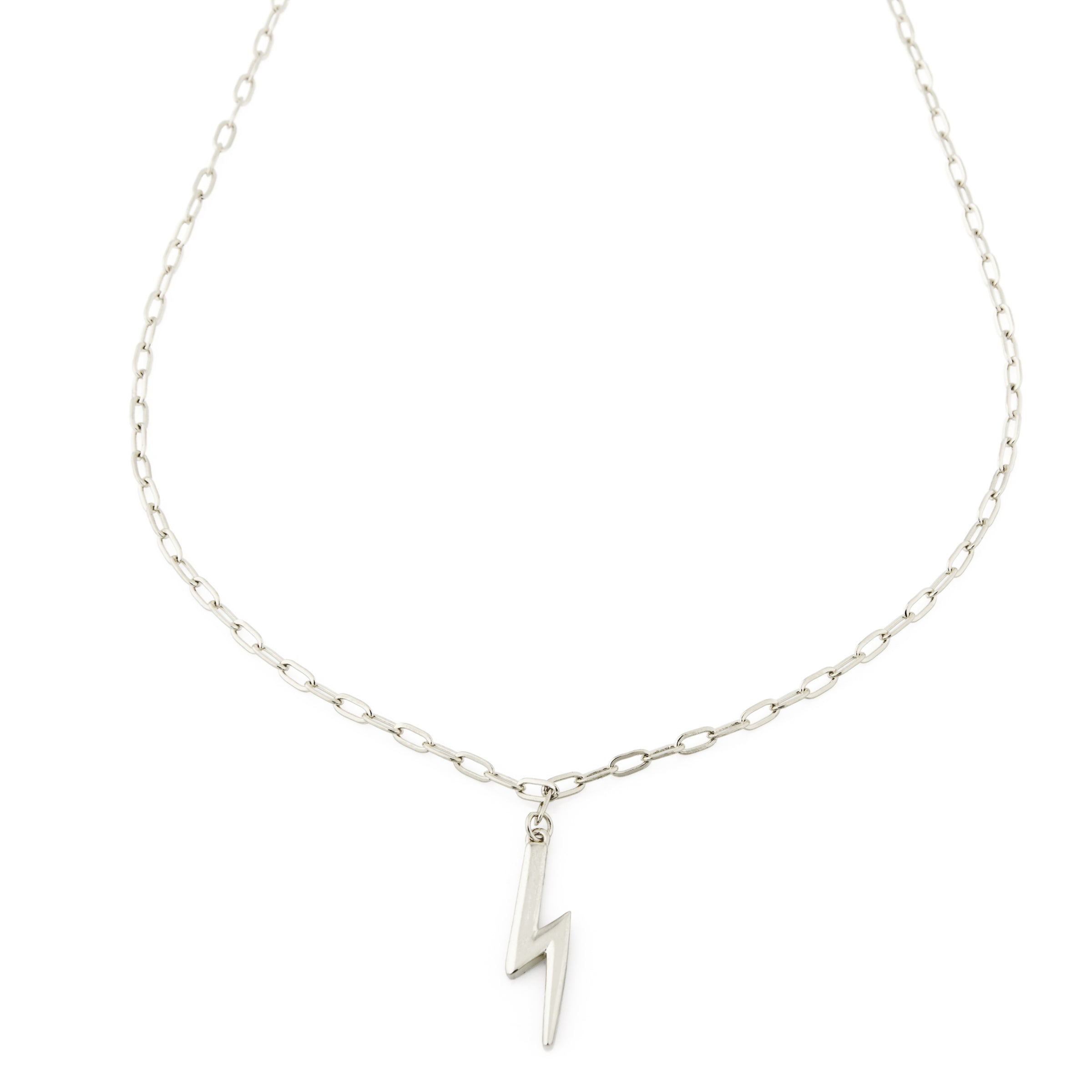 Collanina Maglia Rettangolare Pendente Fulmine Althea - Collana Donna Argento 925