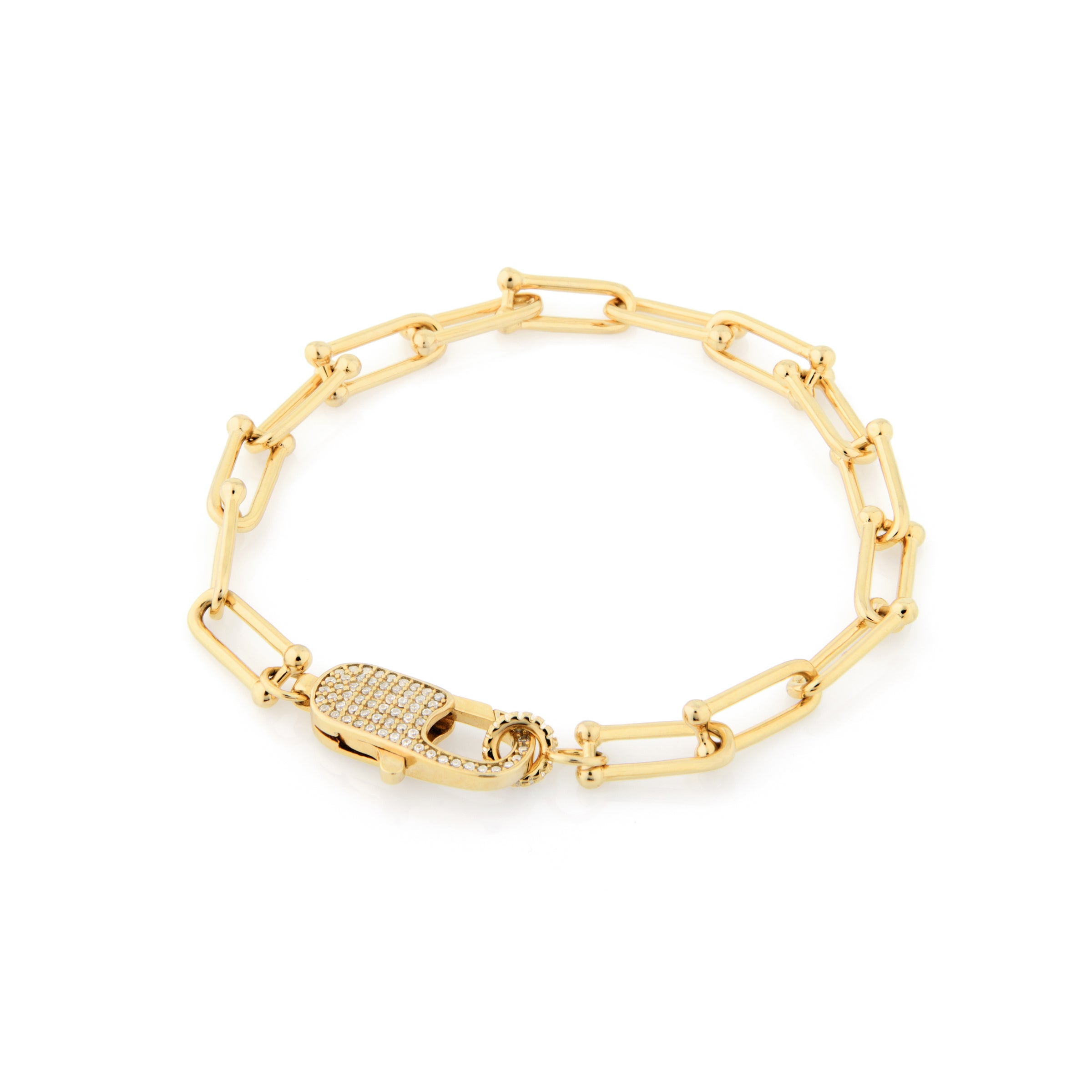 Bracciale Catena Con Chiusura Moschettone Zirconi Sofia - Bracciale Donna Placcato Oro