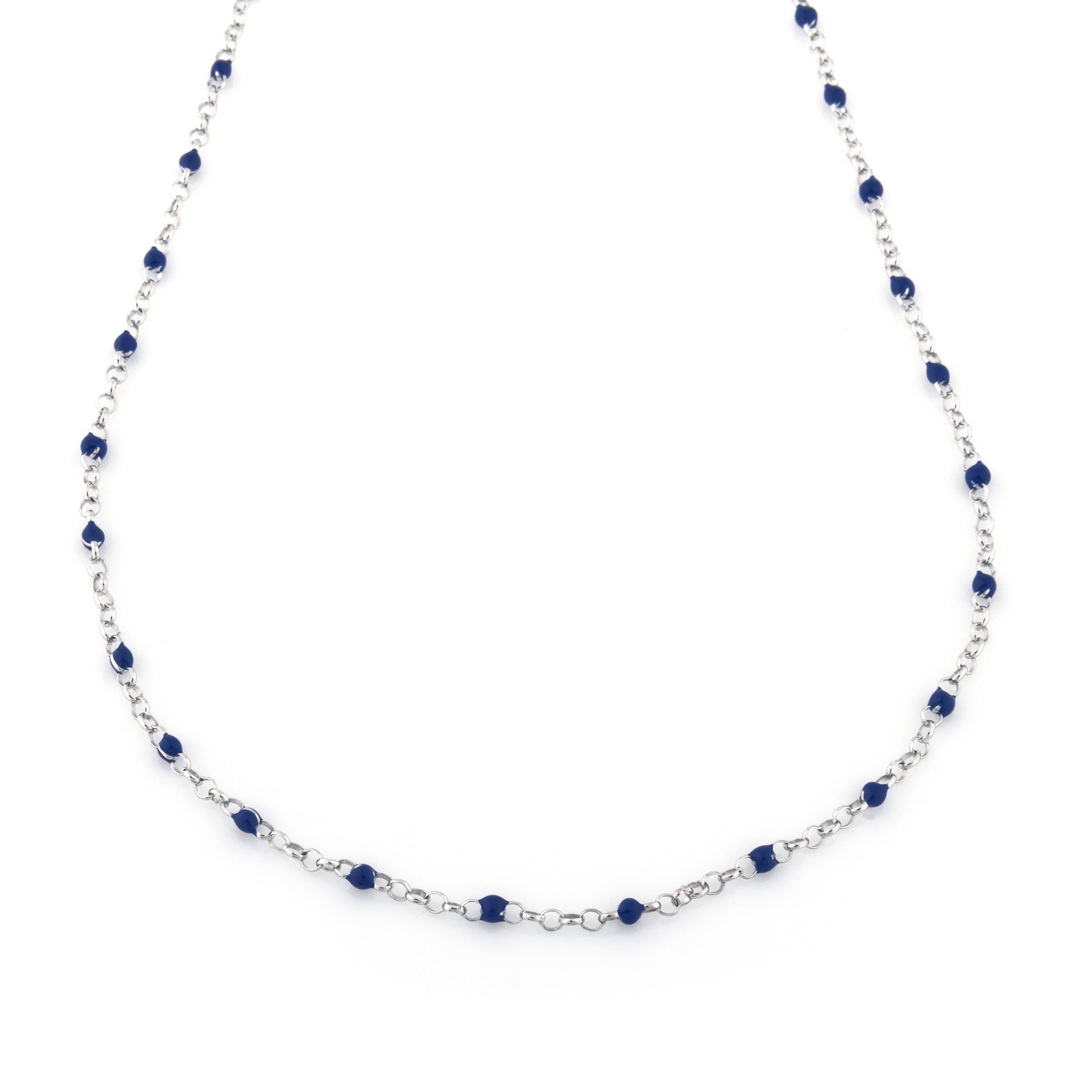 Collana Perline Colorate Blu Gemma - Collanina Donna Argento 925