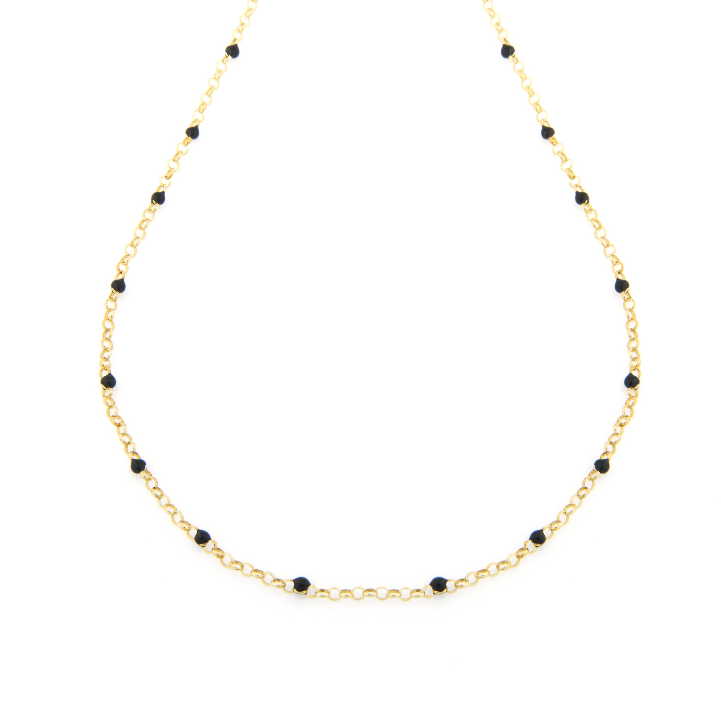 Collana Perline Colorate Nero Gemma - Collanina Donna Oro Placcato18K