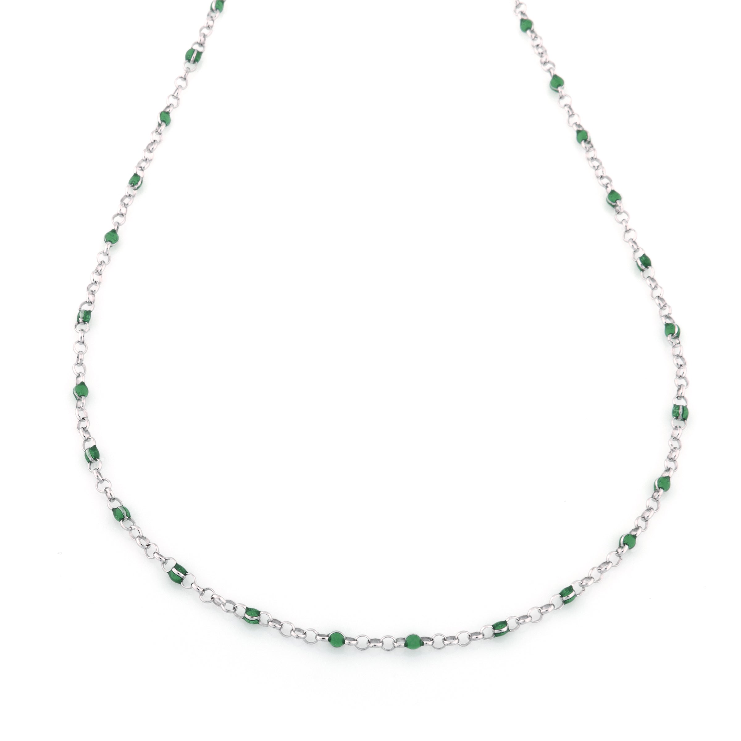Collana Perline Colorate Verde Gemma - Collanina Donna Argento 925