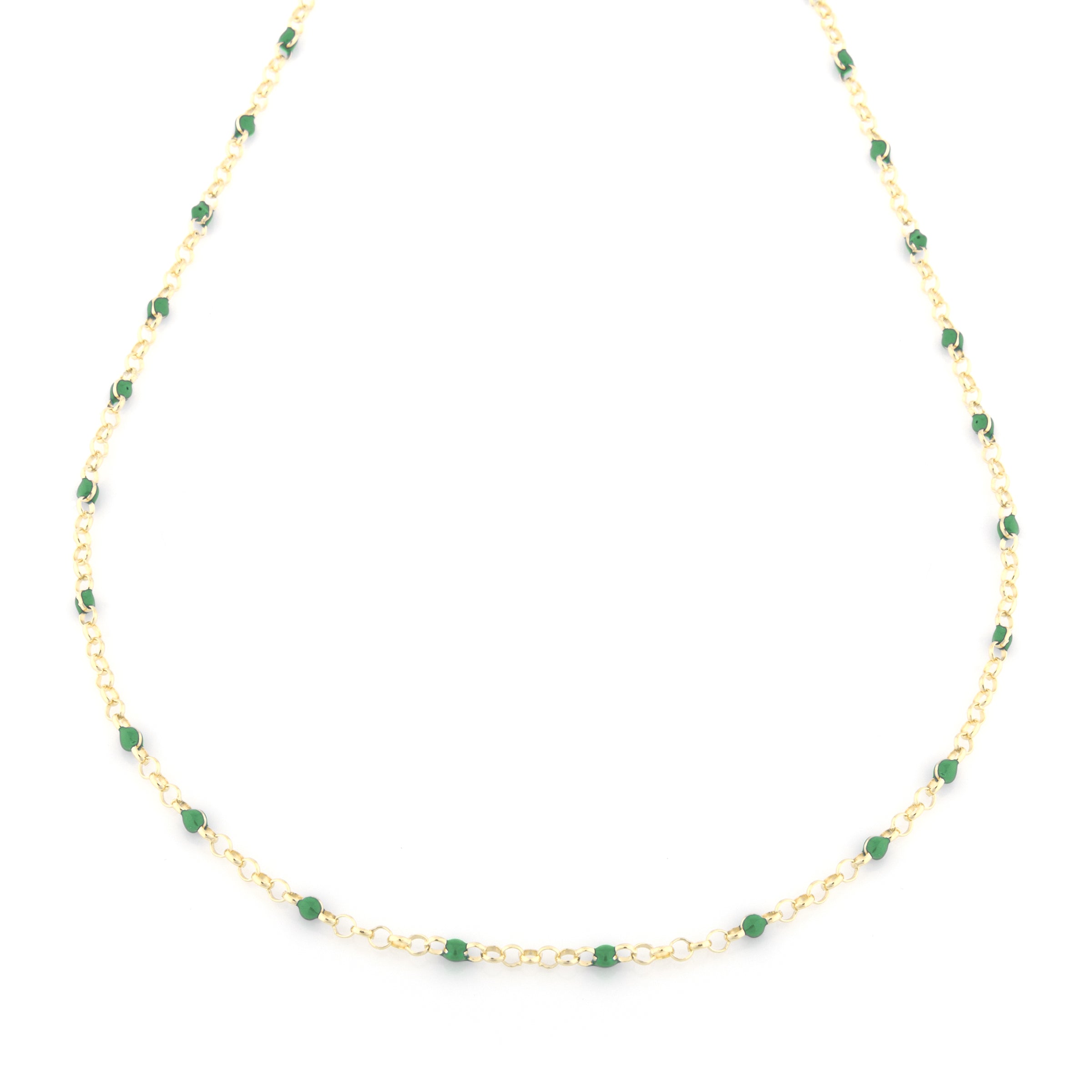 Collana Perline Colorate Verde Gemma - Collanina Donna Oro Placcato18K