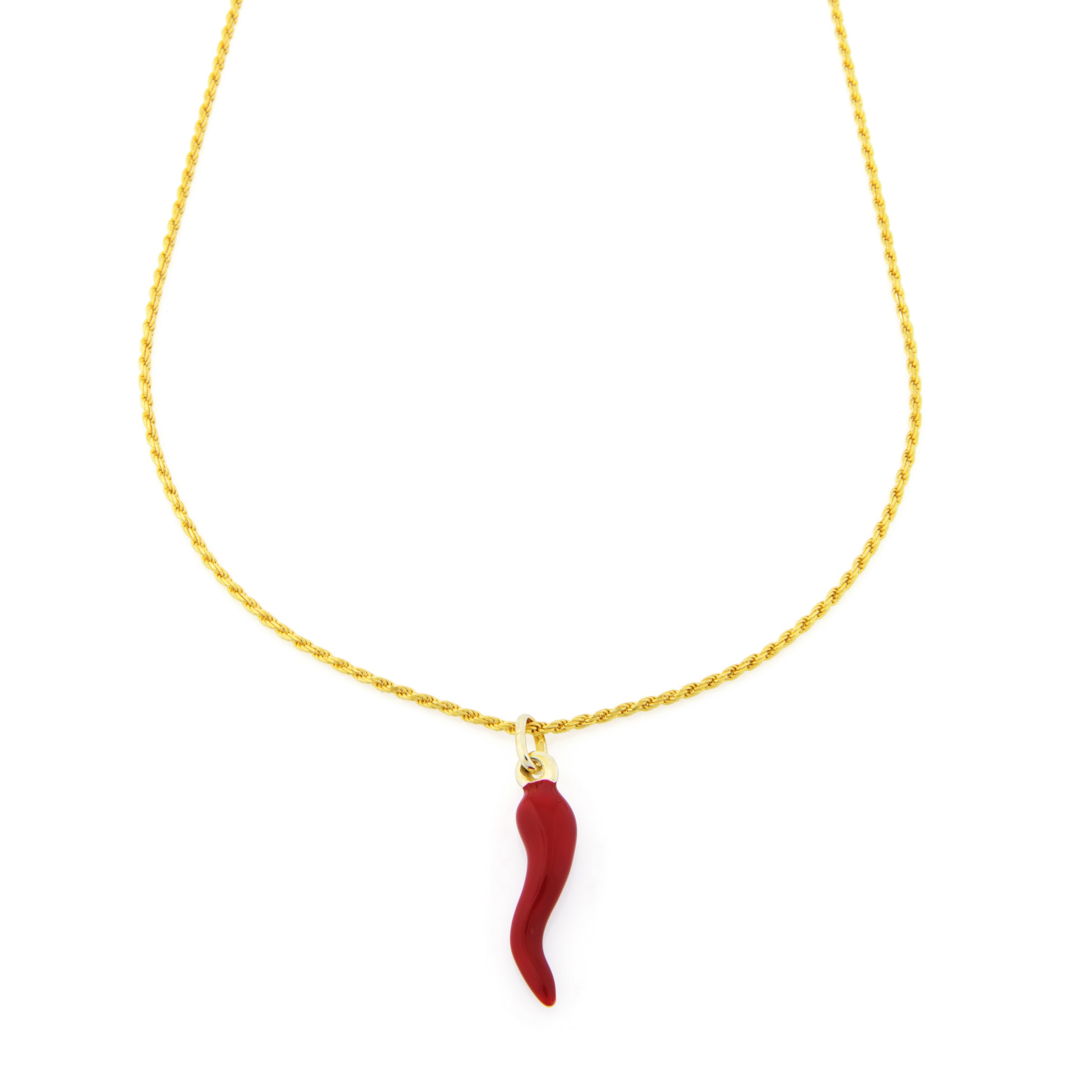 Collanina Corno Portafortuna Vivian Corno Rosso - Collanina Donna Oro Placcato