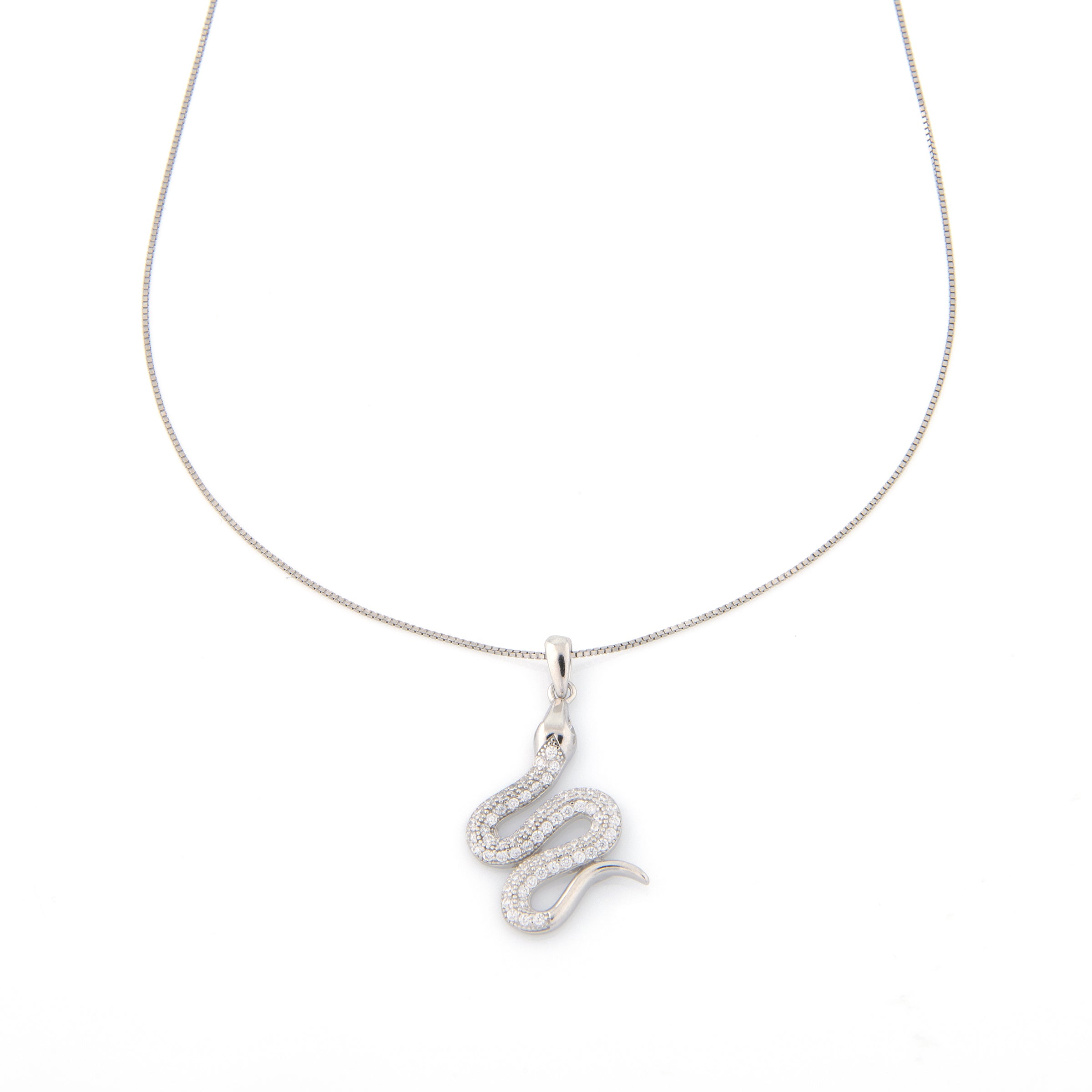 Collana Serpente Con Zirconi - Collanina Donna Argento 925