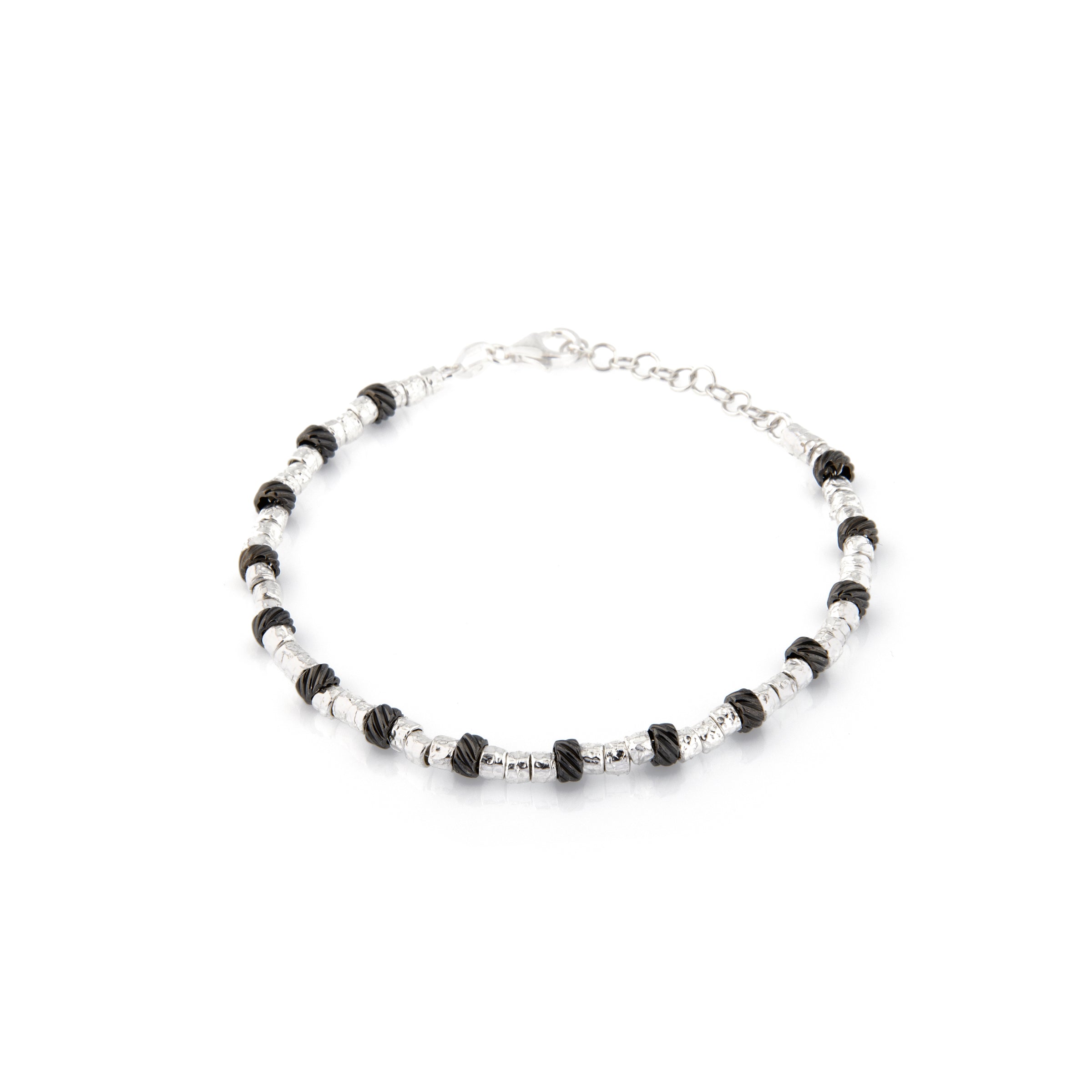 Bracciale Pepite Alternato Rutenio Abù - Bracciale Argento 925