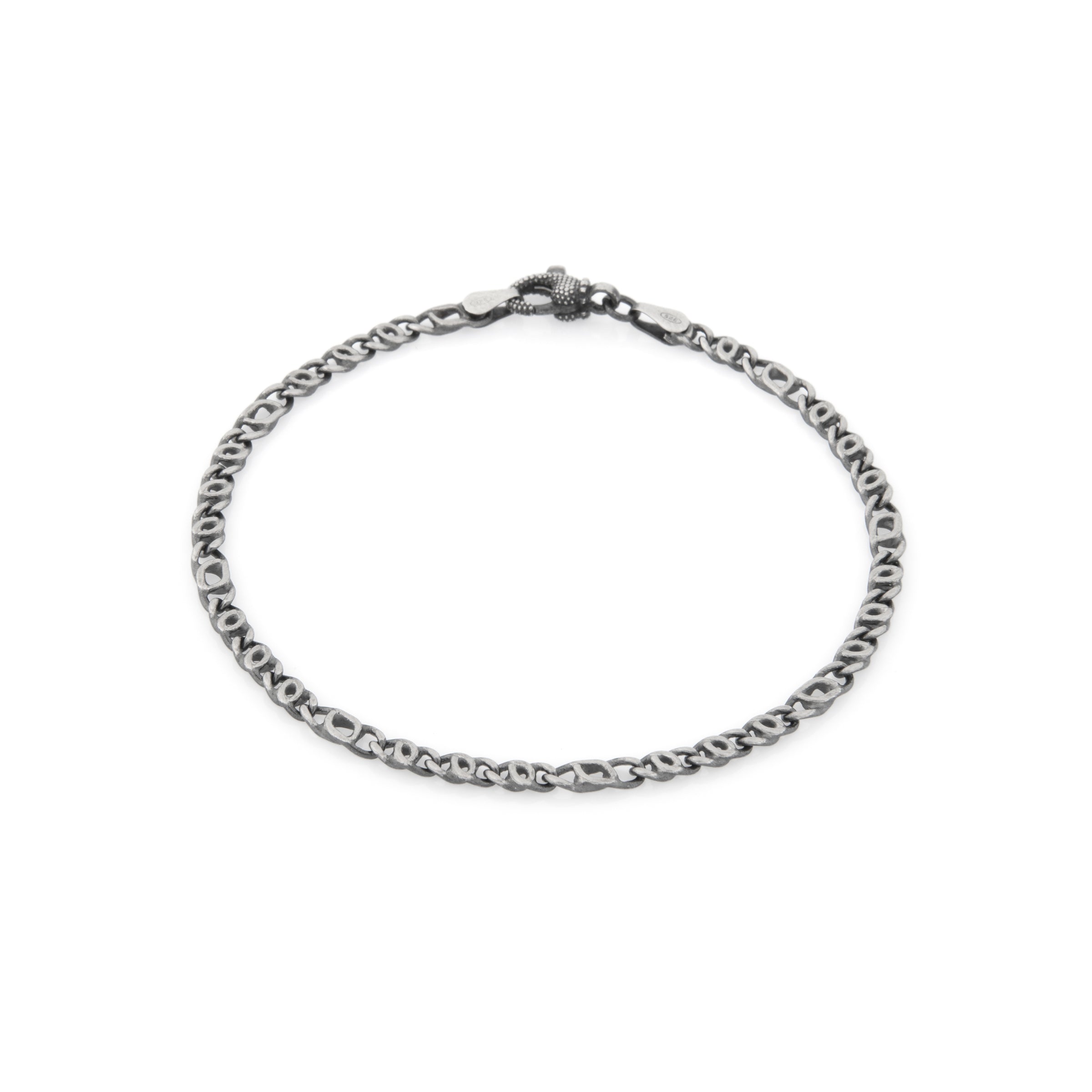 Bracciale Moschettone Puntinato Glauco - Bracciale Uomo Argento