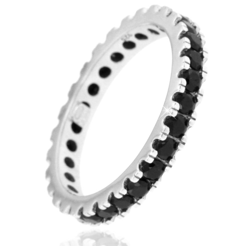 Anello Eternity Zirconi Neri - Anello Donna Argento 925