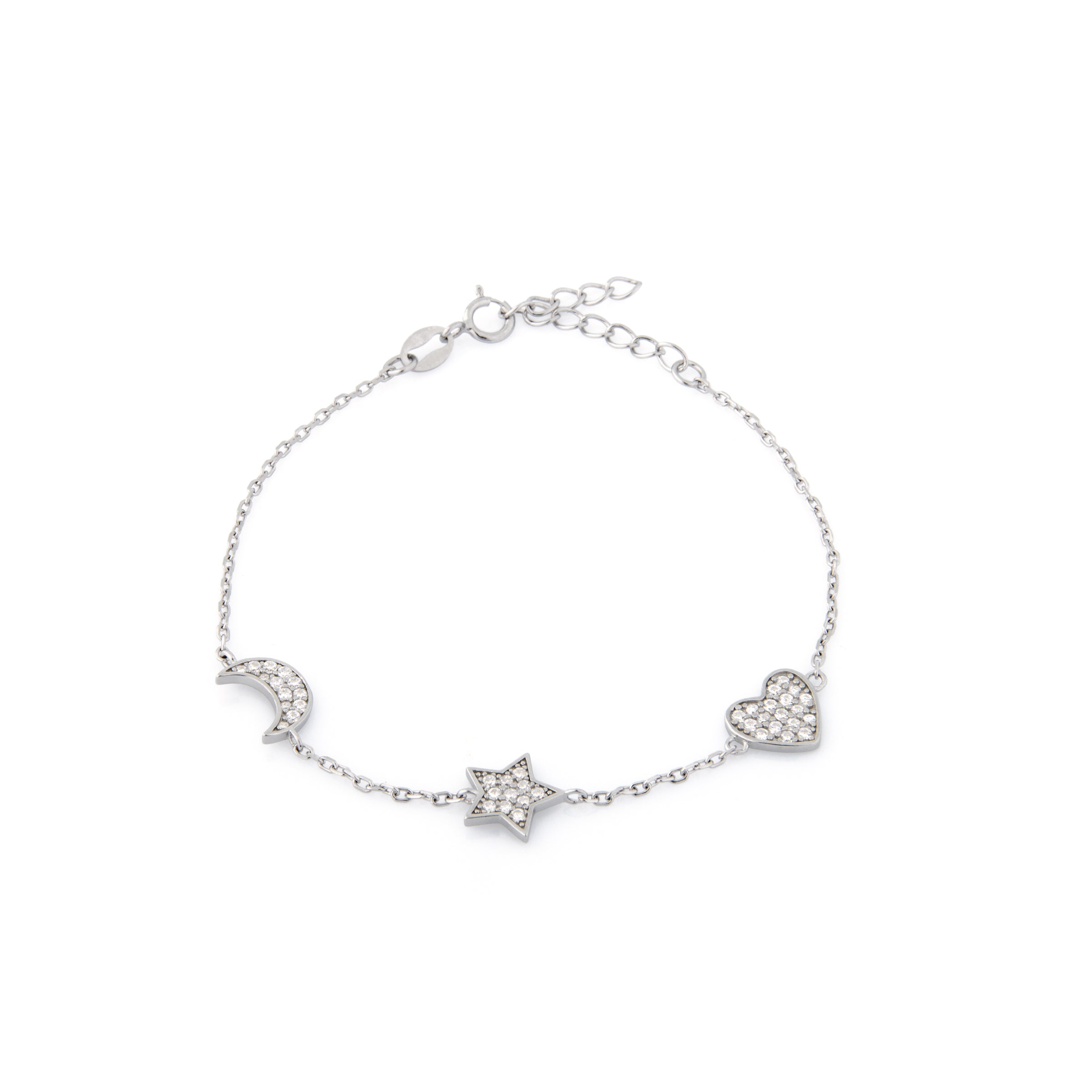 Braccialetto Con Charms Mia - Bracciale Donna Argento e Zirconi Bianchi