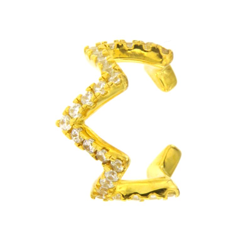 Ear Cuff Zig Zag con Zirconi - Ear Cuff Donna Oro Placcato 18K