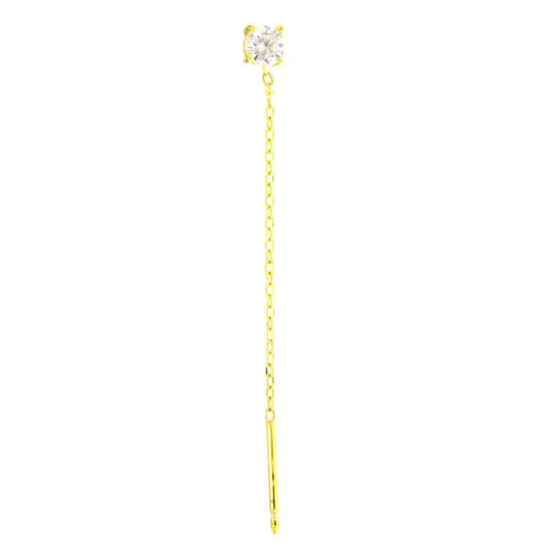 Orecchino Mono Punto Luce Bianco - Orecchino Donna Argento 925 Placcato Oro 18K