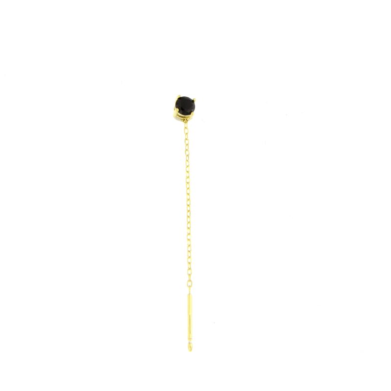 Orecchino Mono Punto Luce Nero - Orecchino Donna Argento 925 Placcato Oro 18K