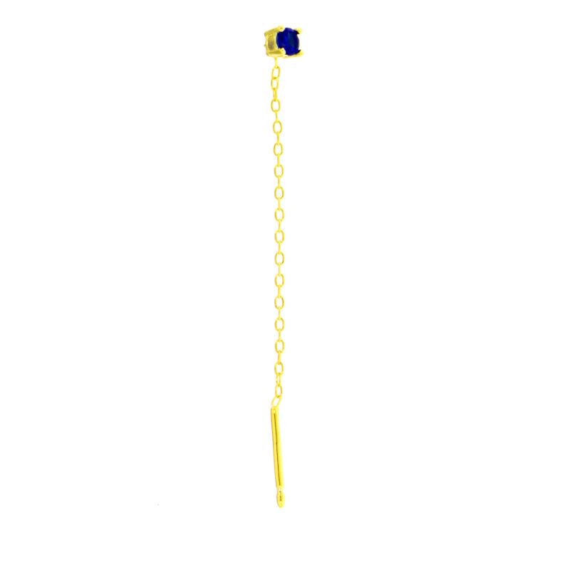 Orecchino Mono Punto Luce Blu - Orecchino Donna Argento 925 Placcato Oro 18K