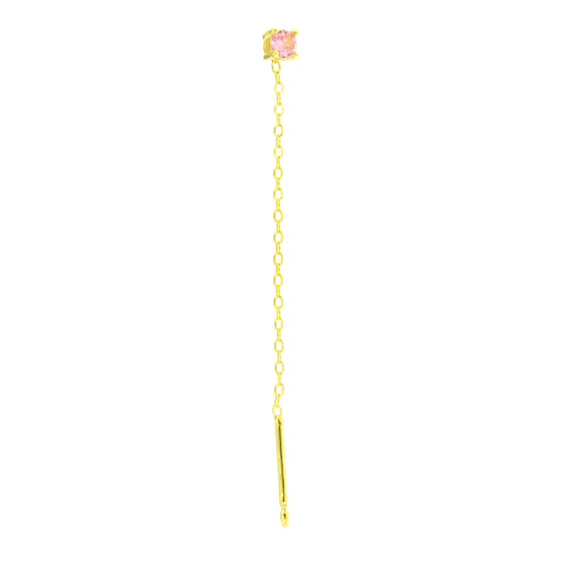 Orecchino Mono Punto Luce Rosa - Orecchino Donna Argento 925 Placcato Oro 18K