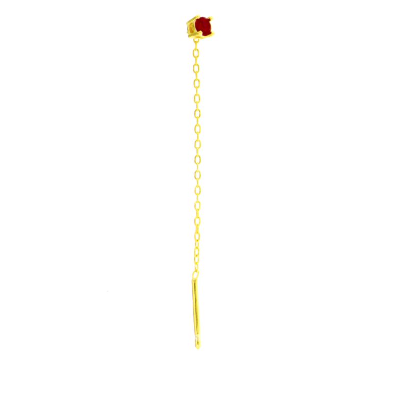 Orecchino Mono Punto Luce Fucsia - Orecchino Donna Argento 925 Placcato Oro18K