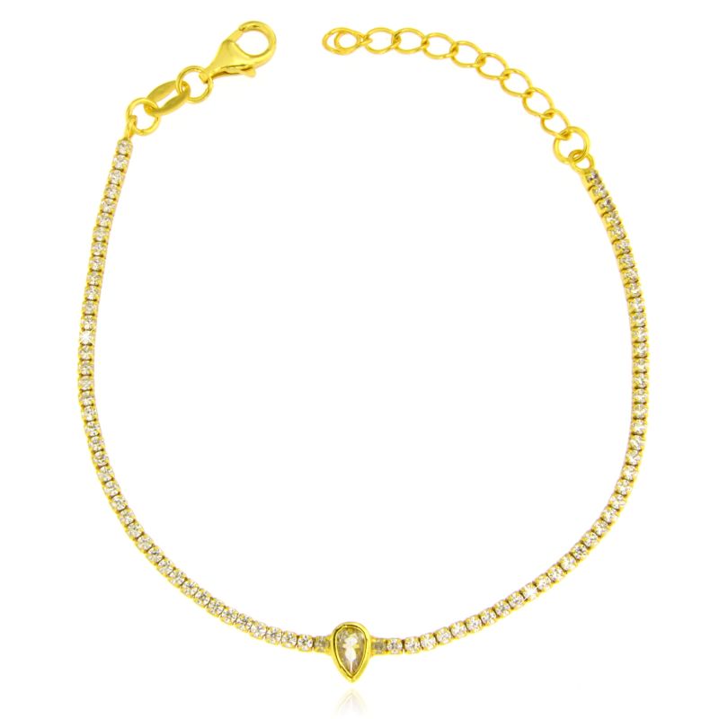 Bracciale Tennis Goccia - Bracciale Donna Argento 925 Oro Placcato 18KT