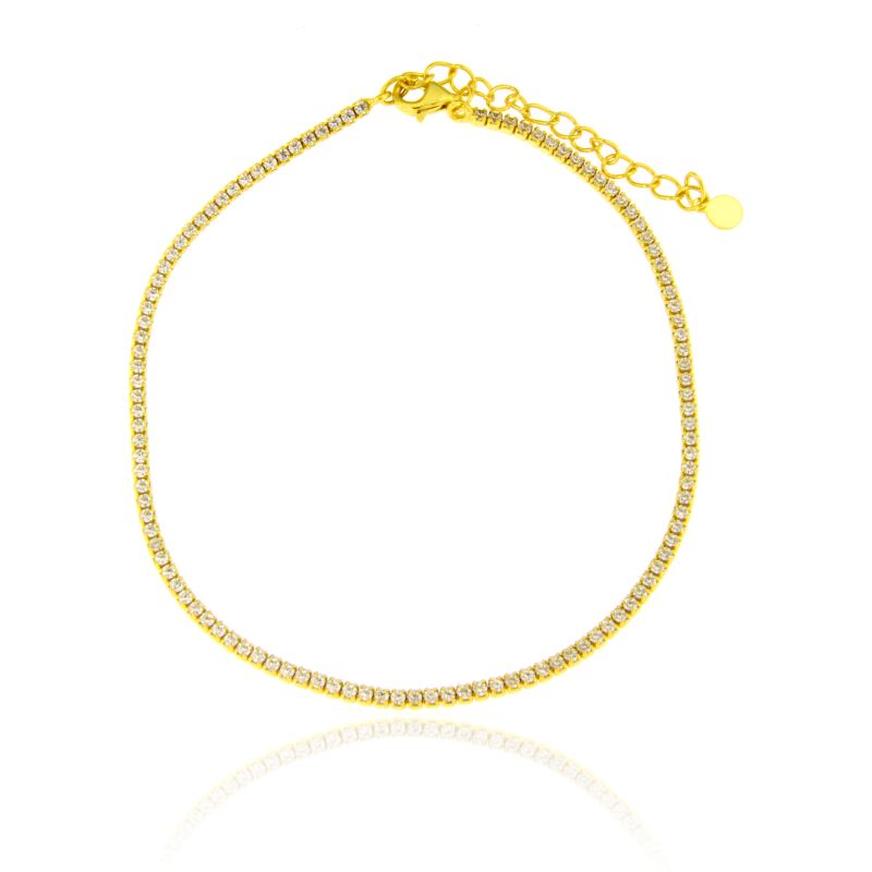 Cavigliera Tennis Zirconi Bianchi- Cavigliera Donna Oro Placcato 18K