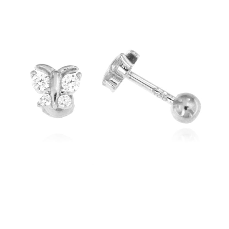 Orecchini Farfalla In Argento 925 Con Zirconi – Placcato Platino, Design A Doppio Strato - 2
