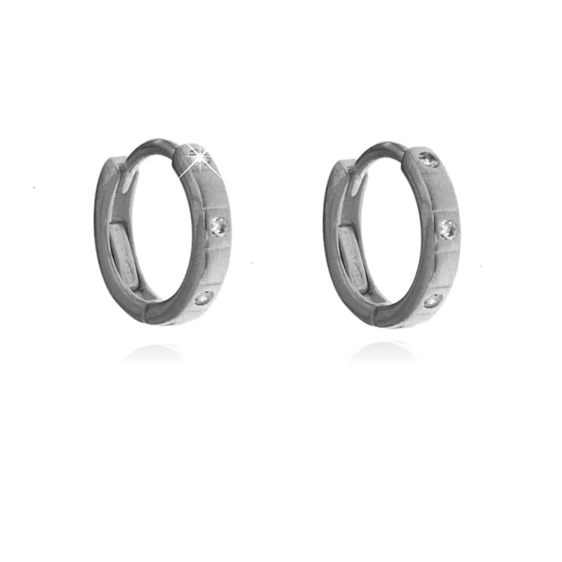 Orecchini Huggie Hoop Con Tre Zirconi Marcella - Orecchini Donna Argento 925