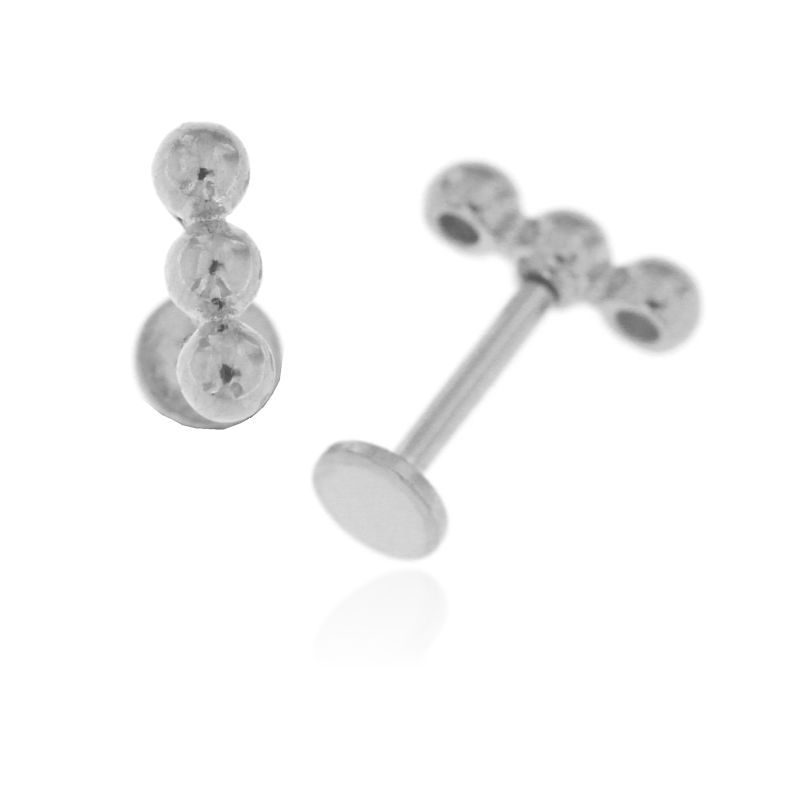 Piercing Tre Perline - Orecchini Donna Argento 925